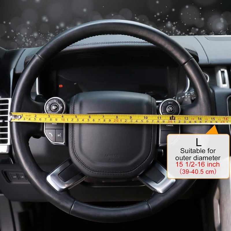 COFIT Breathable Car Steering Wheel Cover 16 inch Auto Universal Leather Wrap Non-Slip Protector Automotive Interior Accessories, Black (Suit for 15.5-16 inch) - Image 4